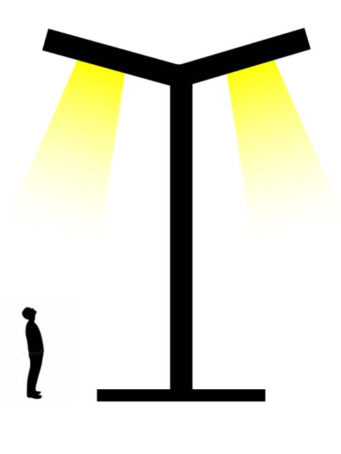 Y shaped LED lighting column